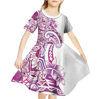 Aloha Hawaii Tapa Kid Short Sleeve Dress Vibrant Fuchsia Hawaiian Ipu - Polynesian Pride