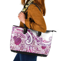 Aloha Hawaii Tapa Leather Tote Bag Vibrant Fuchsia Hawaiian Ipu - Polynesian Pride