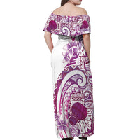 Aloha Hawaii Tapa Off Shoulder Maxi Dress Vibrant Fuchsia Hawaiian Ipu - Polynesian Pride