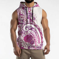 Aloha Hawaii Tapa Sleeveless Hoodie Vibrant Fuchsia Hawaiian Ipu - Polynesian Pride
