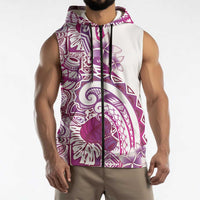 Aloha Hawaii Tapa Sleeveless Zip Hoodie Vibrant Fuchsia Hawaiian Ipu LT7