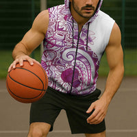 Aloha Hawaii Tapa Sleeveless Zip Hoodie Vibrant Fuchsia Hawaiian Ipu LT7