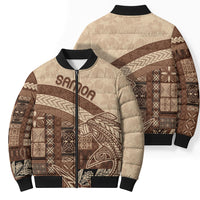 Samoa Mamanu Siapo Mocha Bomber Puffer Jacket Tatau Malie