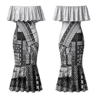 Samoa Mamanu Siapo Classic Black Couples Matching Mermaid Dress and Hawaiian Shirt Tatau Malie