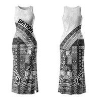 Samoa Mamanu Siapo Classic Black Couples Matching Tank Maxi Dress and Long Sleeve Button Shirt Tatau Malie