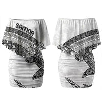 Samoa Mamanu Siapo Classic Black Family Matching Off Shoulder Short Dress and Hawaiian Shirt Tatau Malie