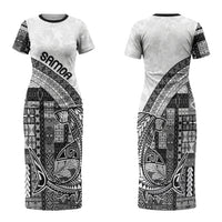 Samoa Mamanu Siapo Classic Black Family Matching Short Sleeve Bodycon Dress and Hawaiian Shirt Tatau Malie