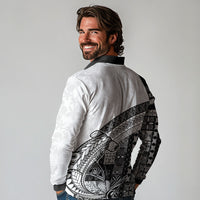 Samoa Mamanu Siapo Classic Black Long Sleeve Polo Shirt Tatau Malie