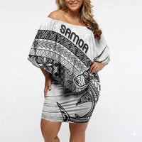 Samoa Mamanu Siapo Classic Black Off Shoulder Short Dress Tatau Malie