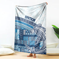 Samoa Mamanu Siapo Royal Blue Blanket Tatau Malie