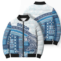 Samoa Mamanu Siapo Royal Blue Bomber Puffer Jacket Tatau Malie