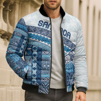 Samoa Mamanu Siapo Royal Blue Bomber Puffer Jacket Tatau Malie