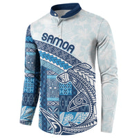 Samoa Mamanu Siapo Royal Blue Button Sweatshirt Tatau Malie
