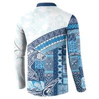 Samoa Mamanu Siapo Royal Blue Button Sweatshirt Tatau Malie