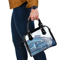 Samoa Mamanu Siapo Royal Blue Shoulder Handbag Tatau Malie