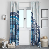Samoa Mamanu Siapo Royal Blue Window Curtain Tatau Malie