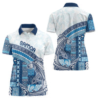 Samoa Mamanu Siapo Royal Blue Women Polo Shirt Tatau Malie