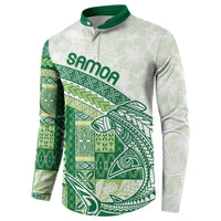 Samoa Mamanu Siapo Forest Green Button Sweatshirt Tatau Malie