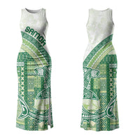 Samoa Mamanu Siapo Forest Green Couples Matching Tank Maxi Dress and Hawaiian Shirt Tatau Malie
