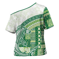 Samoa Mamanu Siapo Forest Green Cross Shoulder Shirt Tatau Malie