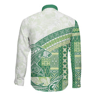 Samoa Mamanu Siapo Forest Green Long Sleeve Button Shirt Tatau Malie