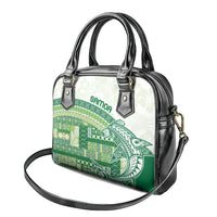 Samoa Mamanu Siapo Forest Green Shoulder Handbag Tatau Malie