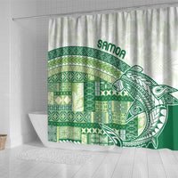 Samoa Mamanu Siapo Forest Green Shower Curtain Tatau Malie