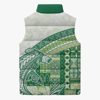 Samoa Mamanu Siapo Forest Green Sleeveless Puffer Jacket Tatau Malie