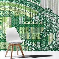 Samoa Mamanu Siapo Forest Green Window Curtain Tatau Malie