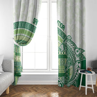 Samoa Mamanu Siapo Forest Green Window Curtain Tatau Malie