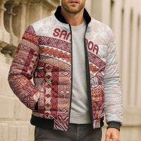 Samoa Mamanu Siapo Crimson Bomber Puffer Jacket Tatau Malie