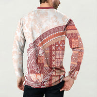 Samoa Mamanu Siapo Crimson Button Sweatshirt Tatau Malie