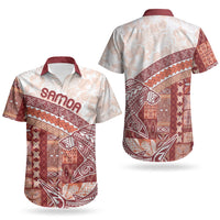 Samoa Mamanu Siapo Crimson Couples Matching Off Shoulder Short Dress and Hawaiian Shirt Tatau Malie