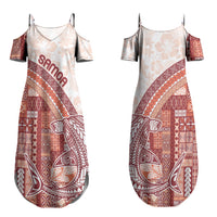 Samoa Mamanu Siapo Crimson Couples Matching Summer Maxi Dress and Hawaiian Shirt Tatau Malie