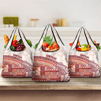 Samoa Mamanu Siapo Crimson Grocery Bag Tatau Malie