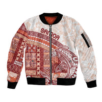 Samoa Mamanu Siapo Crimson Sleeve Zip Bomber Jacket Tatau Malie