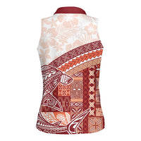 Samoa Mamanu Siapo Crimson Women Sleeveless Polo Shirt Tatau Malie