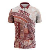 Samoa Mamanu Siapo Crimson Zipper Polo Shirt Tatau Malie