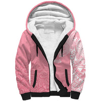 Personalised New Zealand Sherpa Hoodie Pink Ribbon Tattoo Mix Silver Fern LT7 Unisex Pink - Polynesian Pride