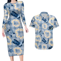 Aloha Hawaii Paniolo Jeans Palaka Couples Matching Long Sleeve Bodycon Dress and Hawaiian Shirt Coastal Rodeo - Polynesian Pride