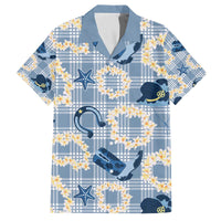 Aloha Hawaii Paniolo Jeans Palaka Family Matching Off The Shoulder Long Sleeve Dress and Hawaiian Shirt Coastal Rodeo - Polynesian Pride