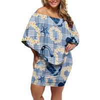 Aloha Hawaii Paniolo Jeans Palaka Family Matching Off Shoulder Short Dress and Hawaiian Shirt Coastal Rodeo - Polynesian Pride