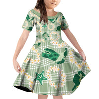 Aloha Hawaii Paniolo Mint Palaka Family Matching Off Shoulder Short Dress and Hawaiian Shirt Coastal Rodeo - Polynesian Pride