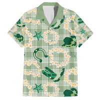 Aloha Hawaii Paniolo Mint Palaka Family Matching Off Shoulder Short Dress and Hawaiian Shirt Coastal Rodeo - Polynesian Pride