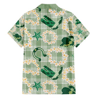 Aloha Hawaii Paniolo Mint Palaka Family Matching Off Shoulder Short Dress and Hawaiian Shirt Coastal Rodeo - Polynesian Pride