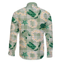 Aloha Hawaii Paniolo Mint Palaka Family Matching Off Shoulder Short Dress and Hawaiian Shirt Coastal Rodeo - Polynesian Pride