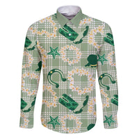 Aloha Hawaii Paniolo Mint Palaka Family Matching Puletasi and Hawaiian Shirt Coastal Rodeo - Polynesian Pride