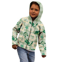 Aloha Hawaii Paniolo Mint Palaka Kid Hoodie Coastal Rodeo - Polynesian Pride