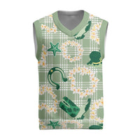 Aloha Hawaii Paniolo Mint Palaka Christmas Knitted V-Neck Vest Coastal Rodeo - Polynesian Pride