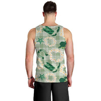 Aloha Hawaii Paniolo Mint Palaka Men Tank Top Coastal Rodeo - Polynesian Pride